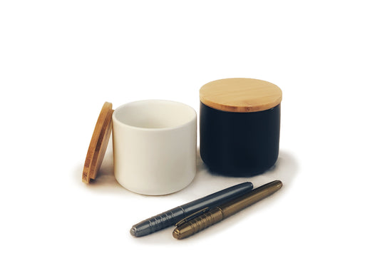 Black and White Candle Ceramic Jars with Lid