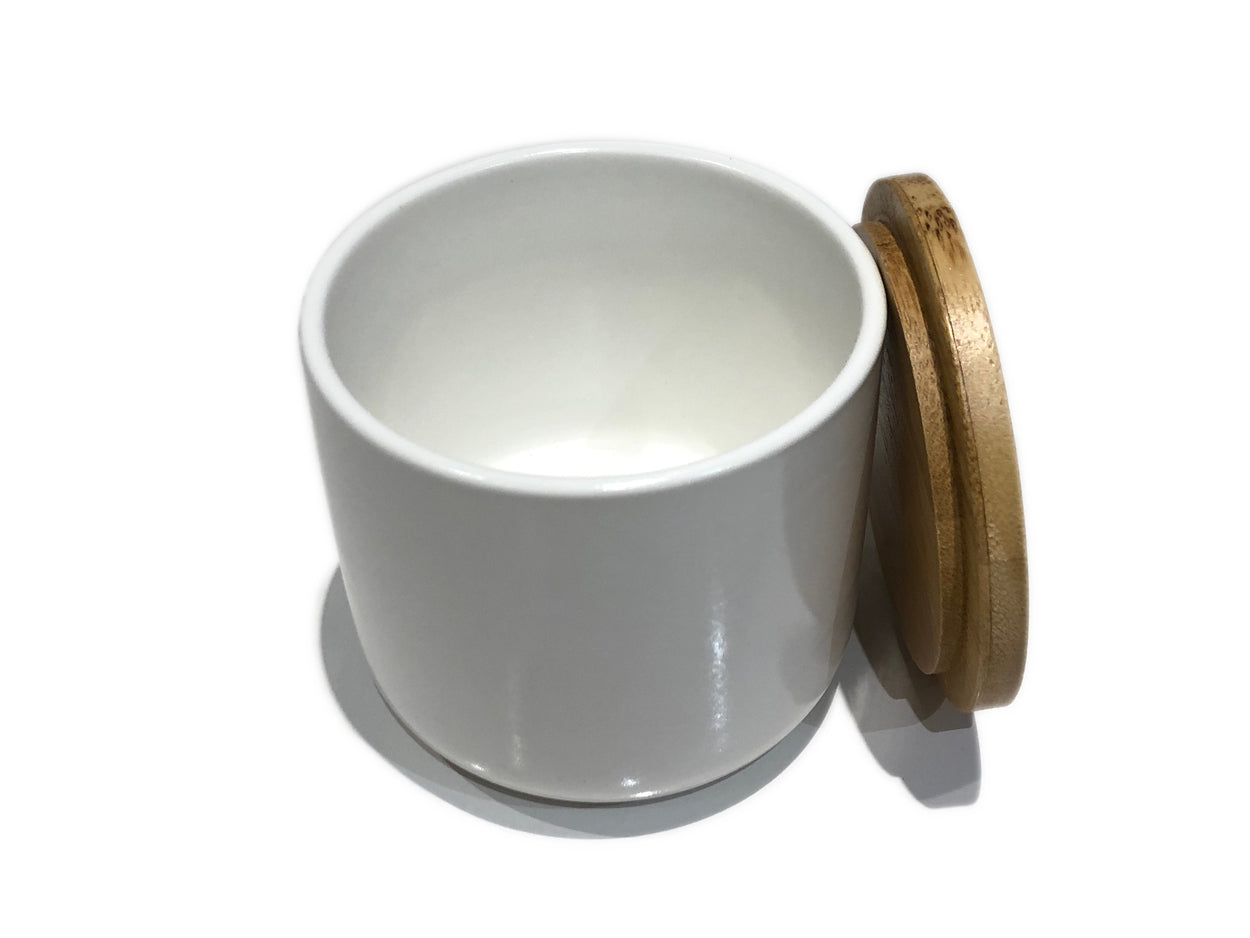 White Candle Ceramic Jar with Lid