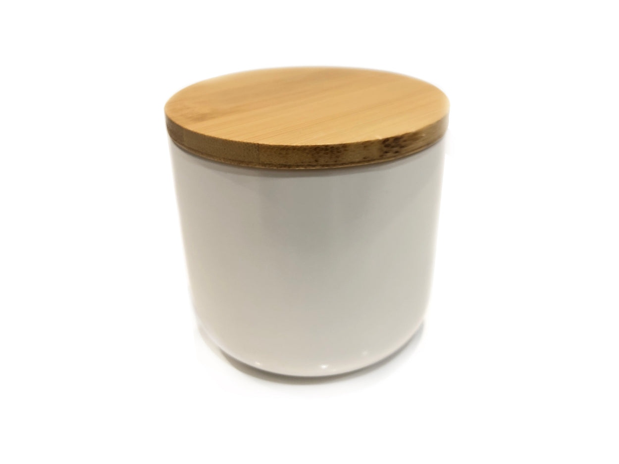 White Candle Ceramic Jar with Lid