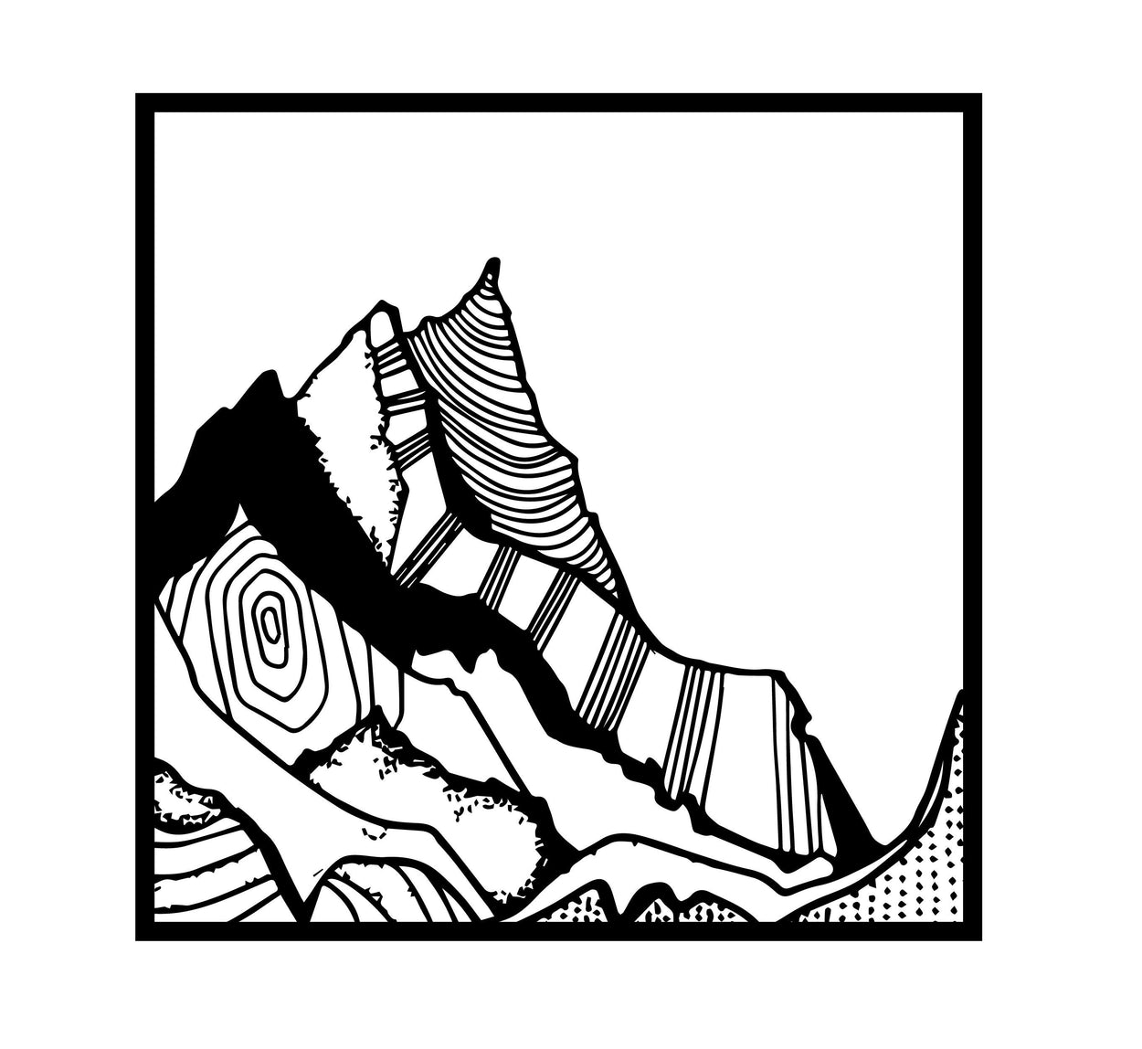 Window Mountain Tattoos | Square temporary tatto of a window view on mountains, unique design, set of 3