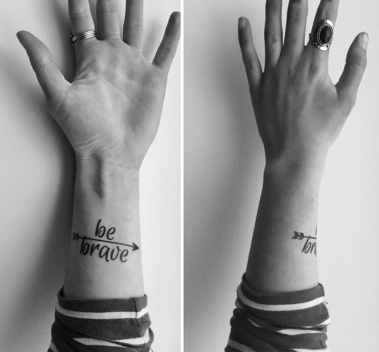 Be Brave Arrow Tattoo | Inspiring temporary tattoo with quote, set of 3