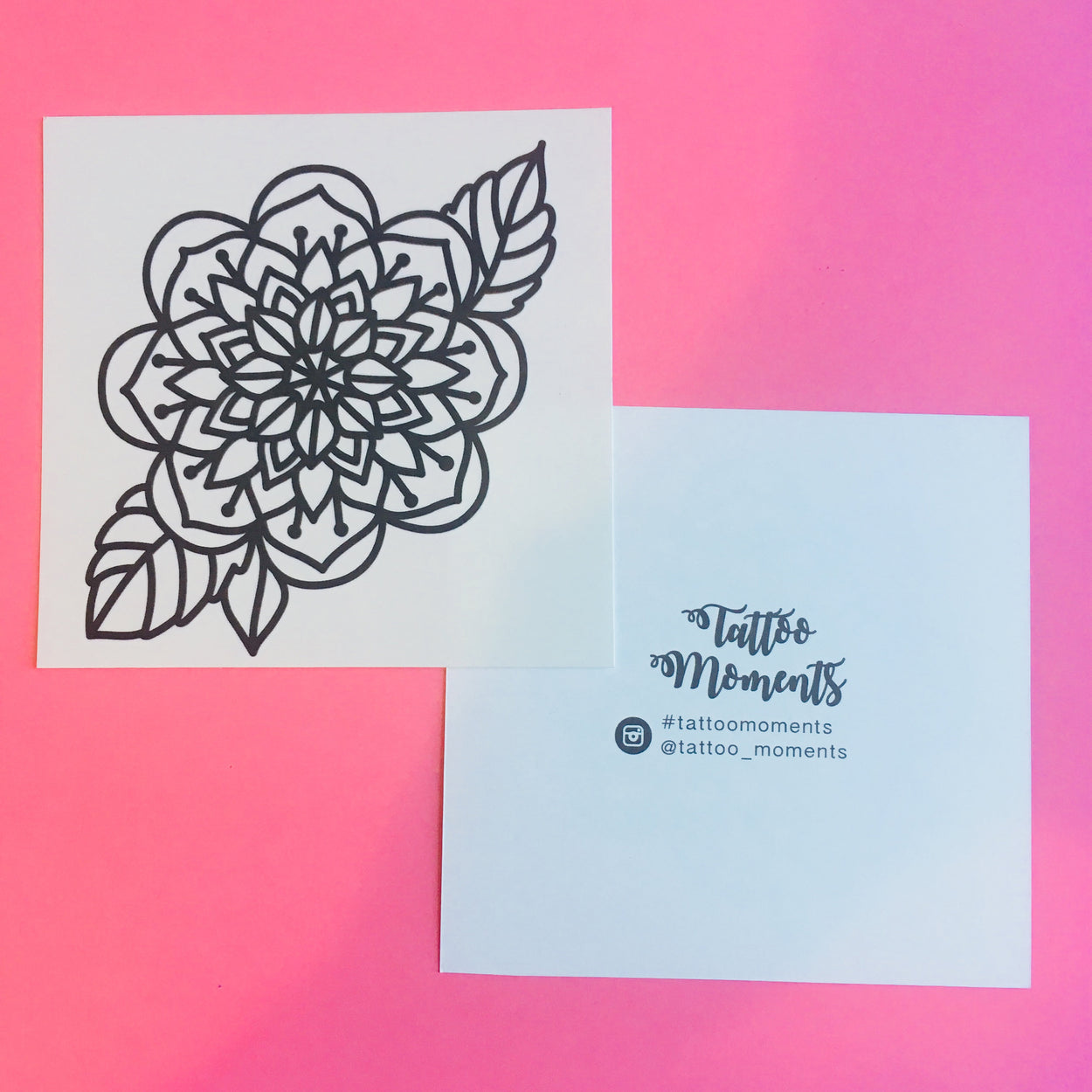 Floral Mandala Tattoo | Spiritual black flower temporary tattoo, set of 3