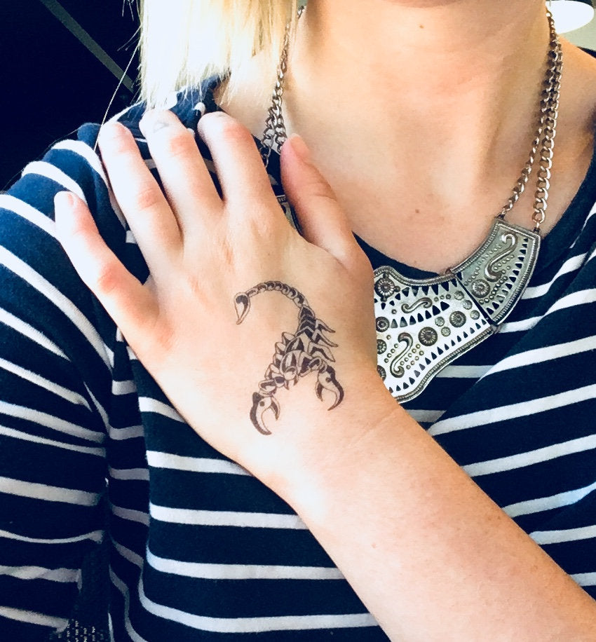 Black Scorpion Tattoo | Unique temporary tattoo design, set of 3 prints