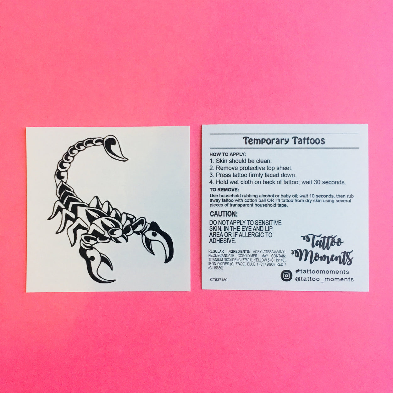 Black Scorpion Tattoo | Unique temporary tattoo design, set of 3 prints