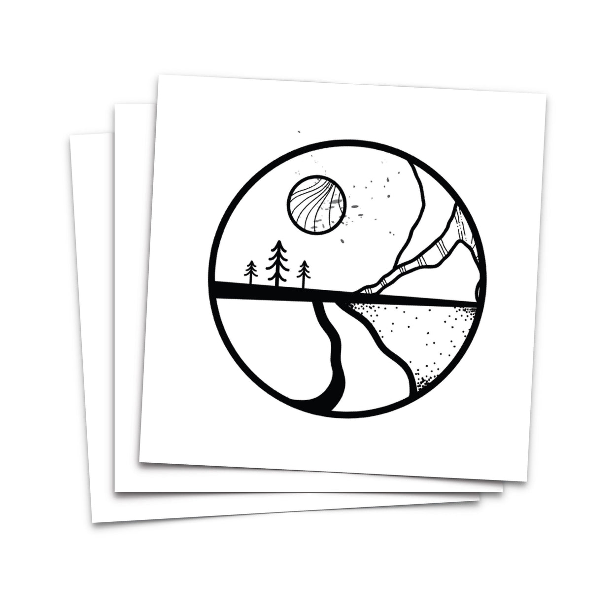 Sea To Sky Circular Tattoo | Unique design, temporary tattoo for nature-lovers, set of 3