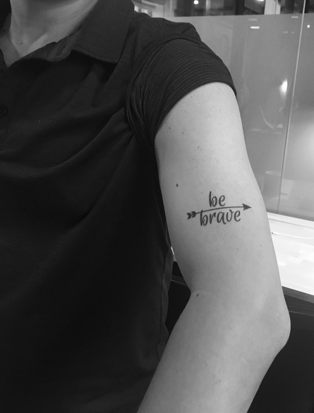 Be Brave Arrow Tattoo | Inspiring temporary tattoo with quote, set of 3