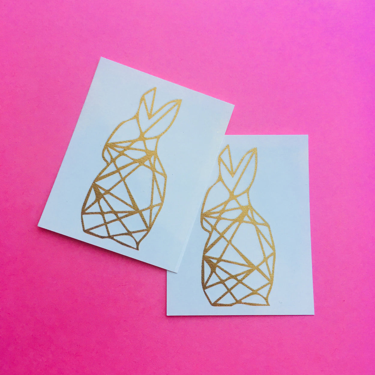 Gold Rabbit Tattoo | Sparkly metallic geometric bunny temporary tattoo design, set of 3 tattoos