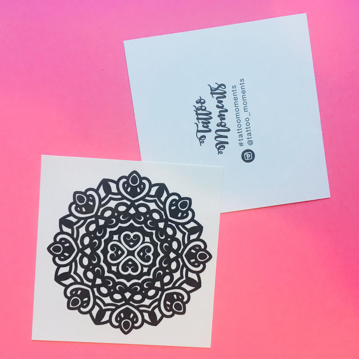 Mandala Dark Temporary Tattoo - Spiritual symbol, circle of life, tattoo design in black (3 Tattoos)