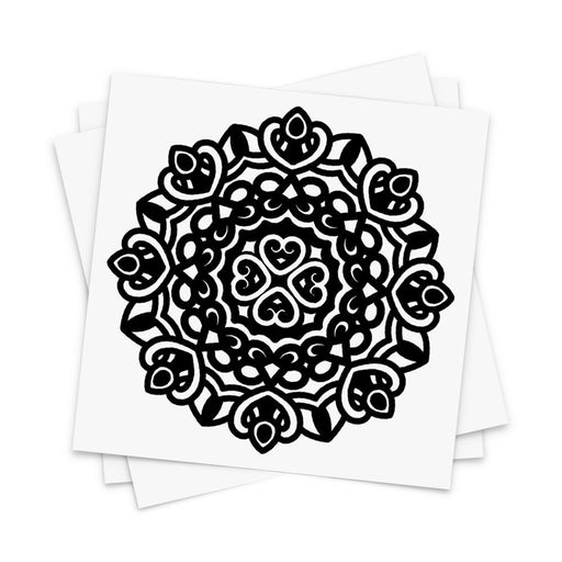 Mandala Dark Temporary Tattoo - Spiritual symbol, circle of life, tattoo design in black (3 Tattoos)