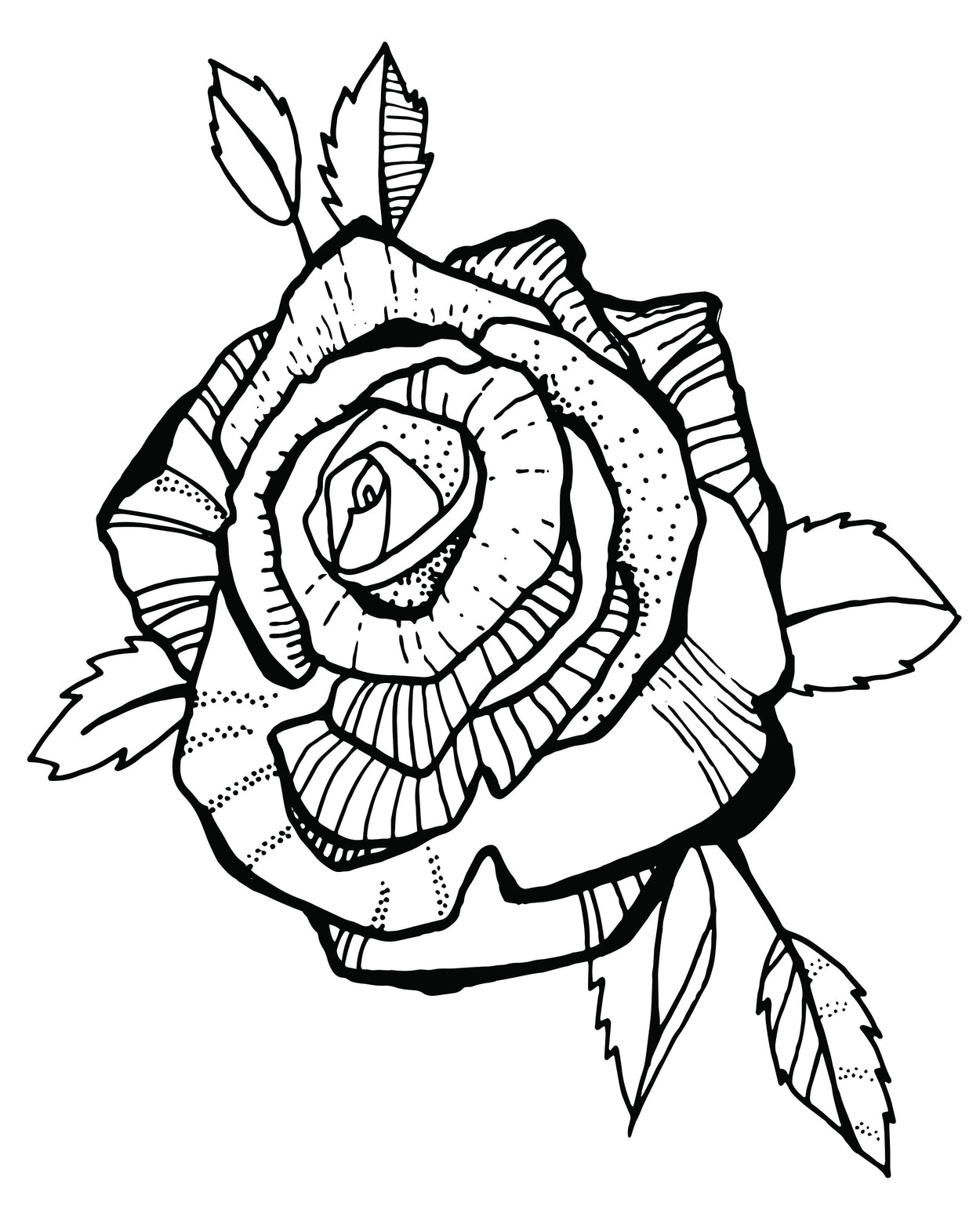 Black Floral Tattoo | Gardenia hand-drawn flower temporary tattoo, set of 3