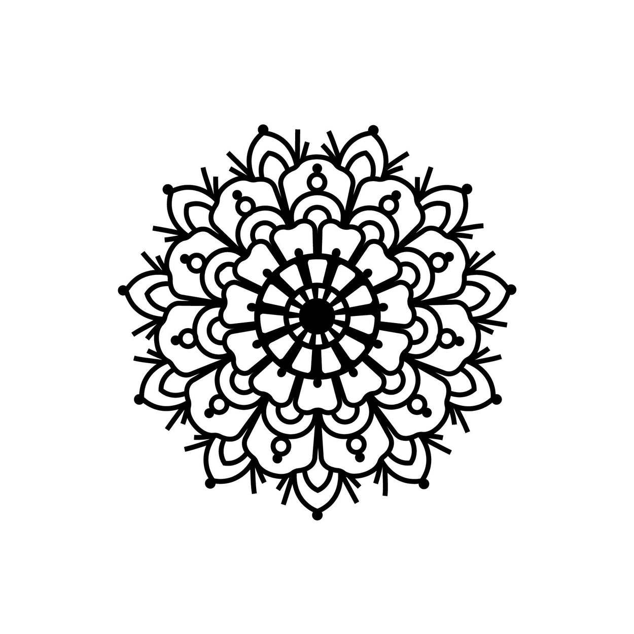 Mandala Flower Tattoos | Black spiritual floral design representing the circle of life, set of 3 temporary tattoos