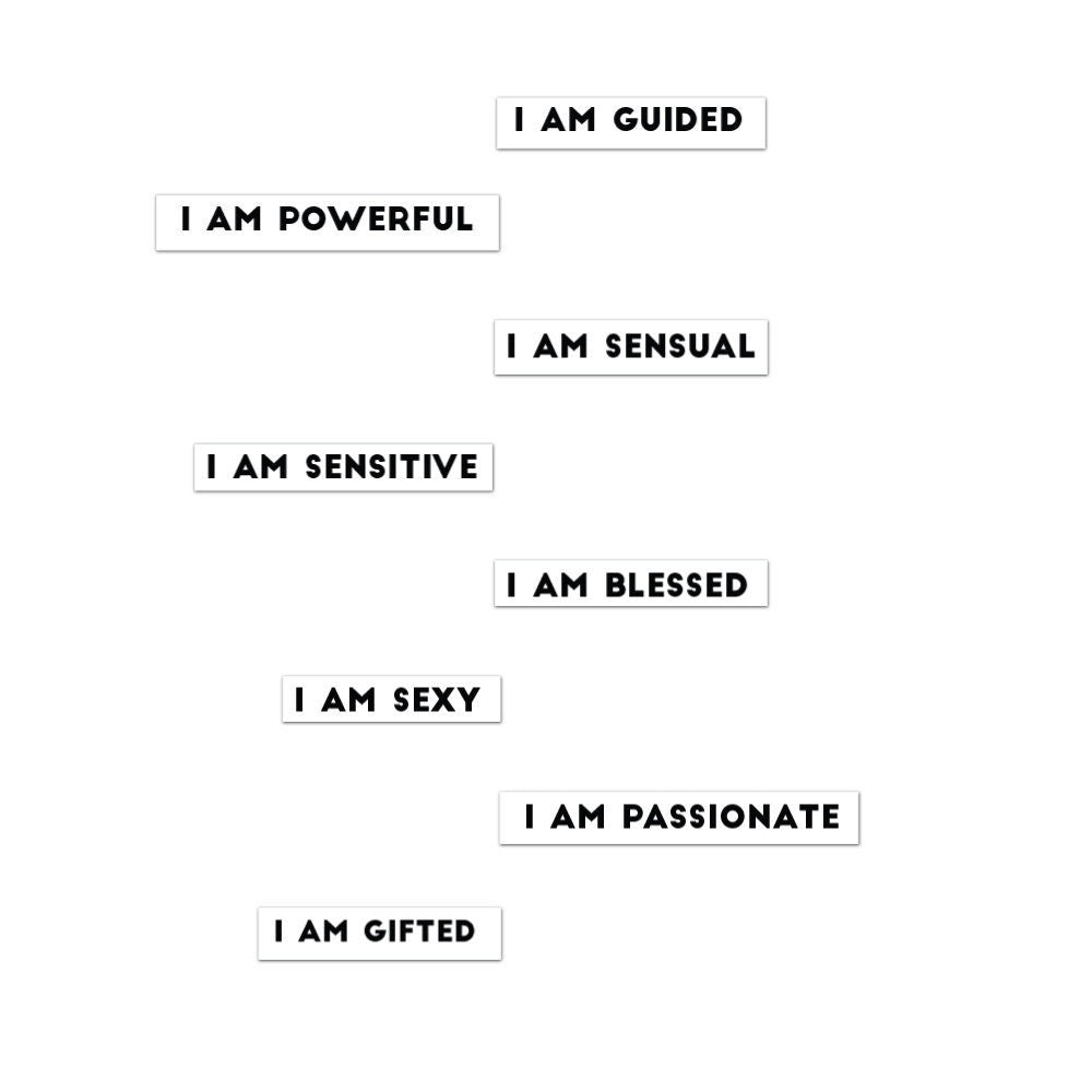 Affirmations Temporary Tattoos by Rock Thomas - Motivating, inspiring phrases, sayings, in bold or calligraphy, small (16 tattoos in total)