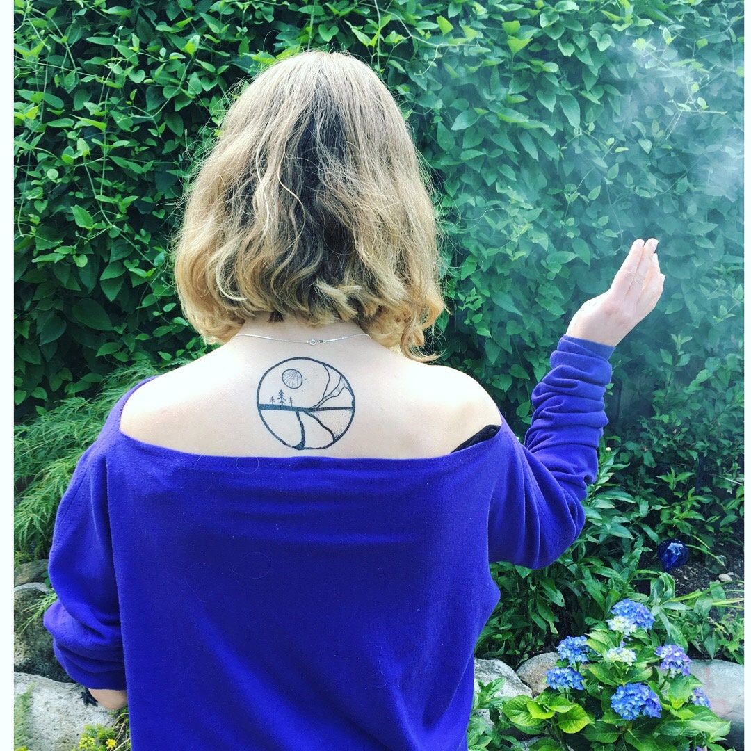 Sea To Sky Circular Tattoo | Unique design, temporary tattoo for nature-lovers, set of 3