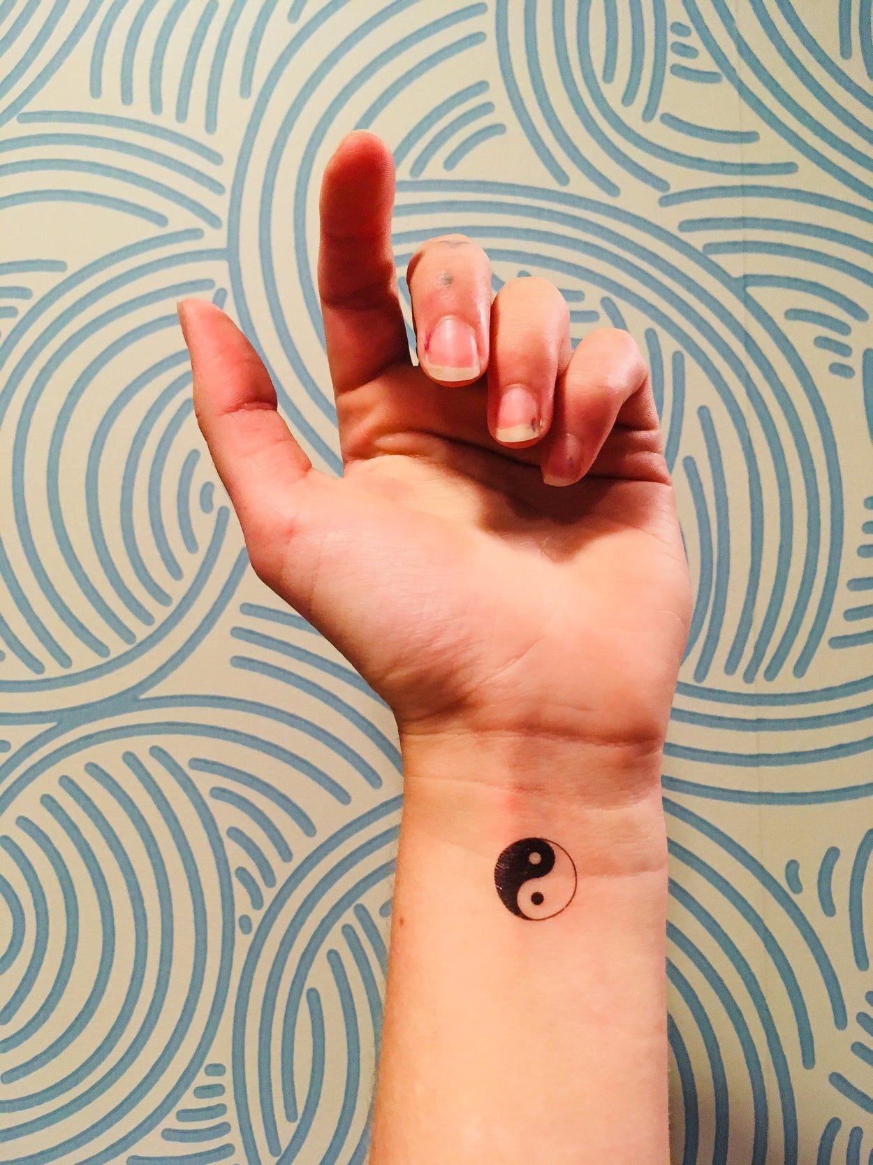 Religious Symbols Tattoos | Cross, Star of David, Crescent and Yin Yang pictograms in lack