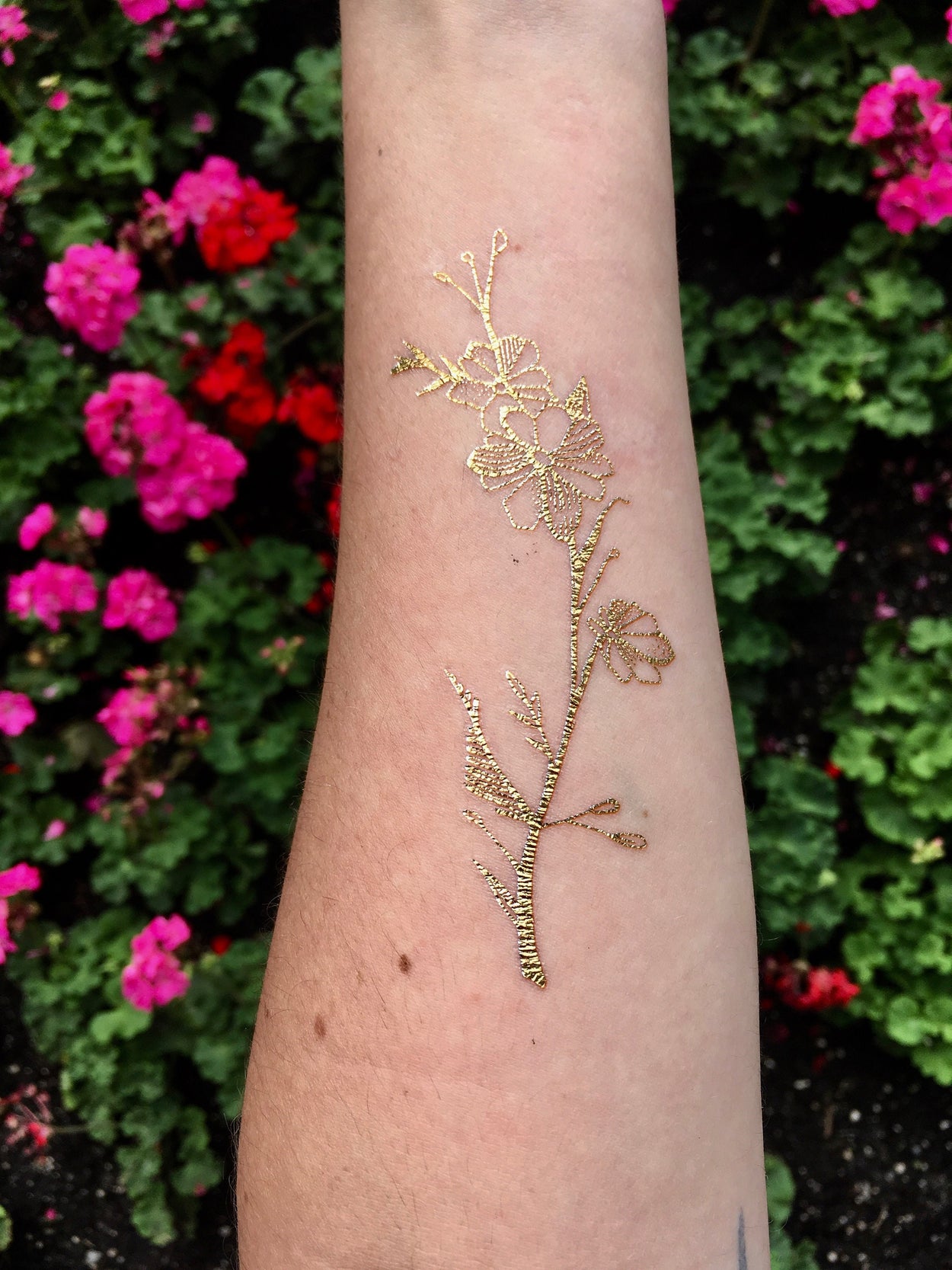 Collection of Gold Tattoos | Sparkly metallic feather, star, crescent, 20 temporary tattoos