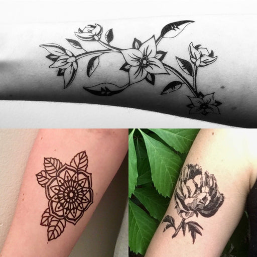 Spring Flowers Temporary Tattoo Pack | Set of 6 large temp tattoos