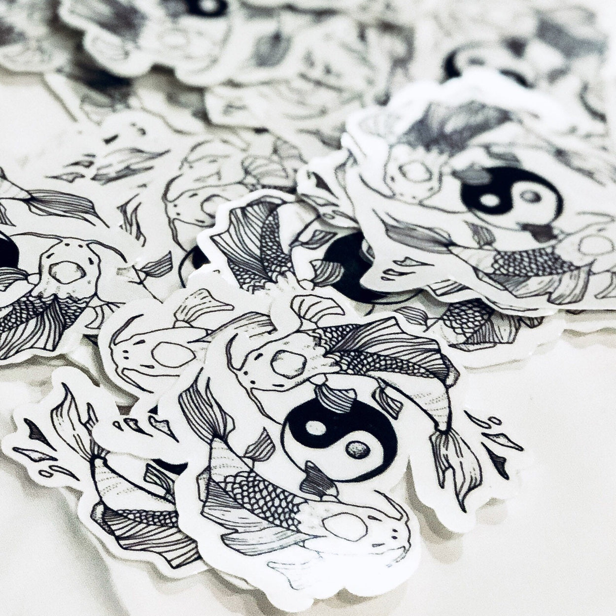 Yin Yang Koi Fish Tattoo | Spiritual animal symbol for peace and life, set of 3 temporary tattoos