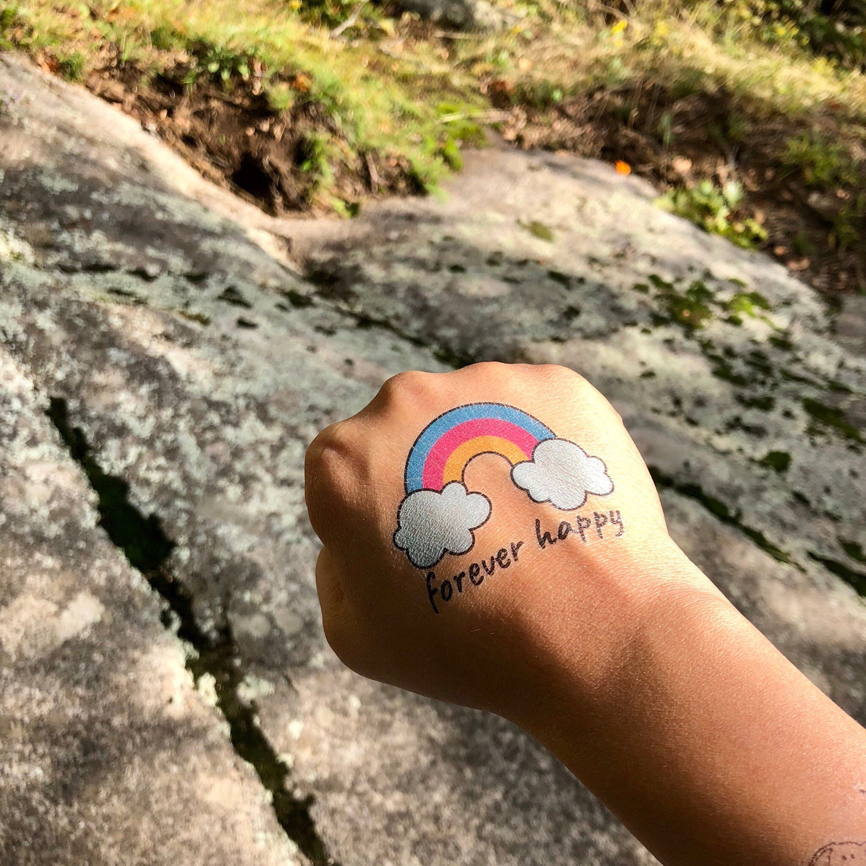 Happy Rainbow Tattoo | Set of 3 colourful temporary tattoos