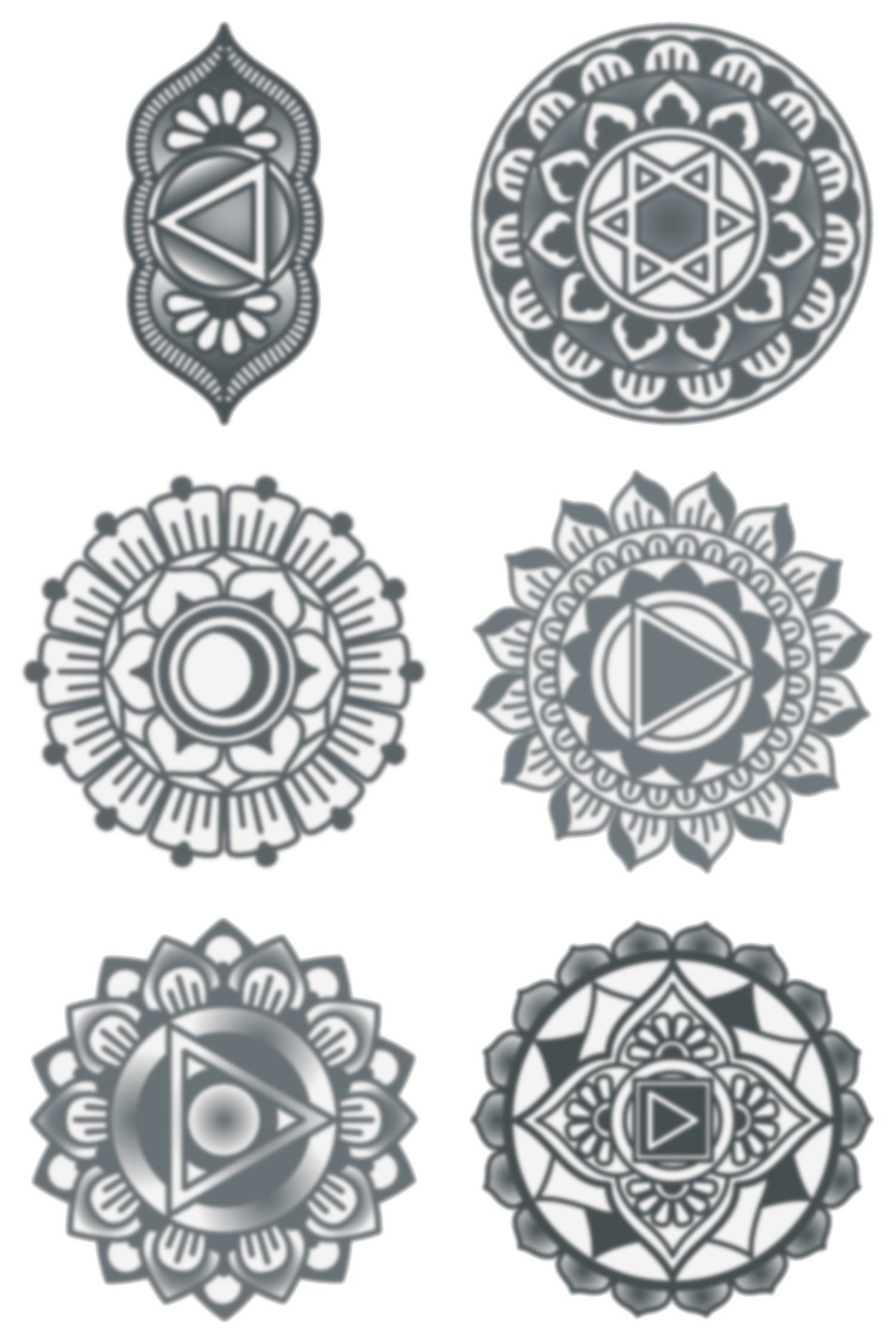 Black Chakras Tattoo | Spiritual healing, 2 sets of 7 temporary tattoos