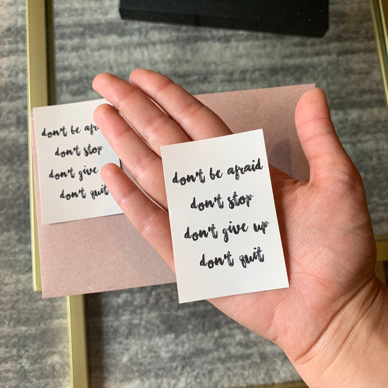 Affirmations Temporary Tattoo | Don’t Be Afraid/Stop/Give Up/Quit, cursive positive phrases, 8 tattoos