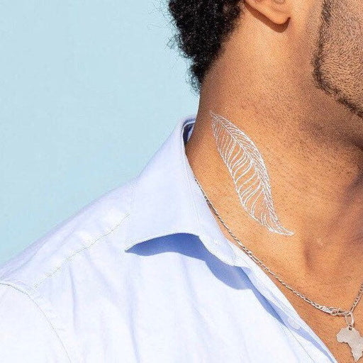 Silver Feather Temporary Tattoo - Metallic, sparkly, music festival, for fun (set of 3 tattoos)