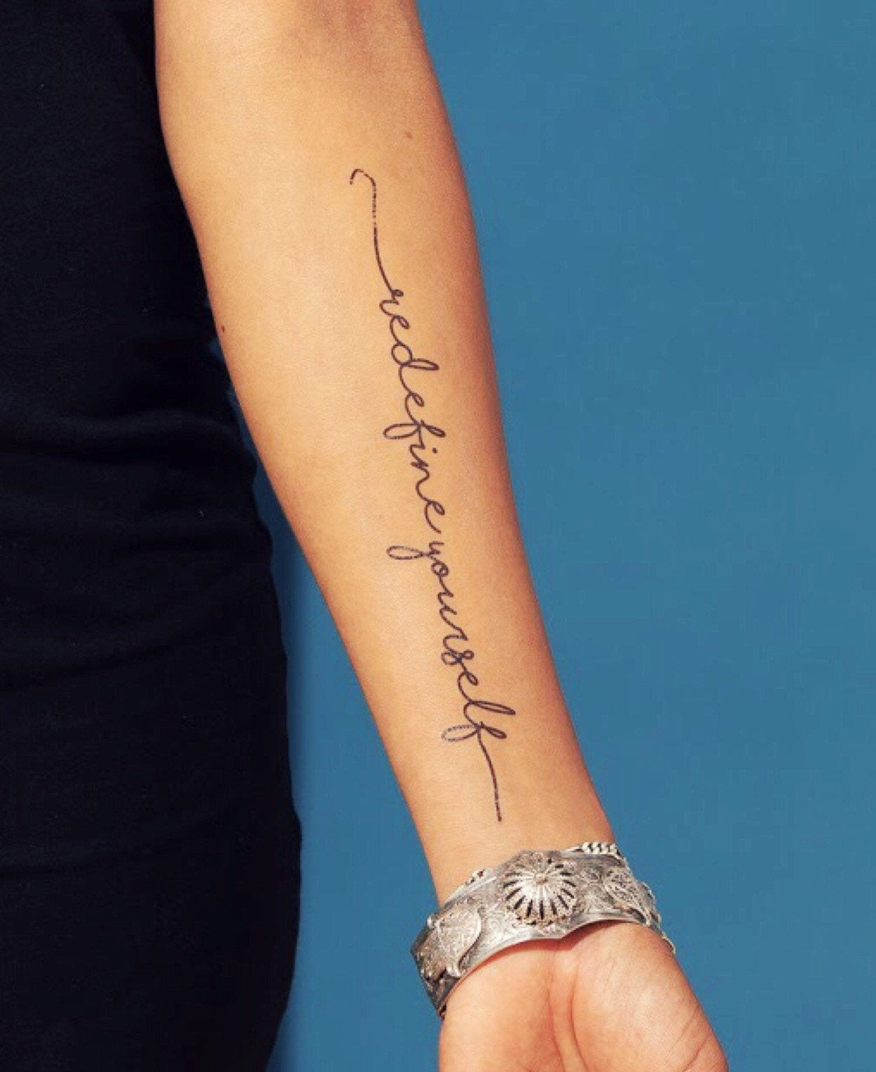 Redefine Yourself Inspirational Tattoo | Phrase for motivation and inspiration, set of 3 temporary tattoos