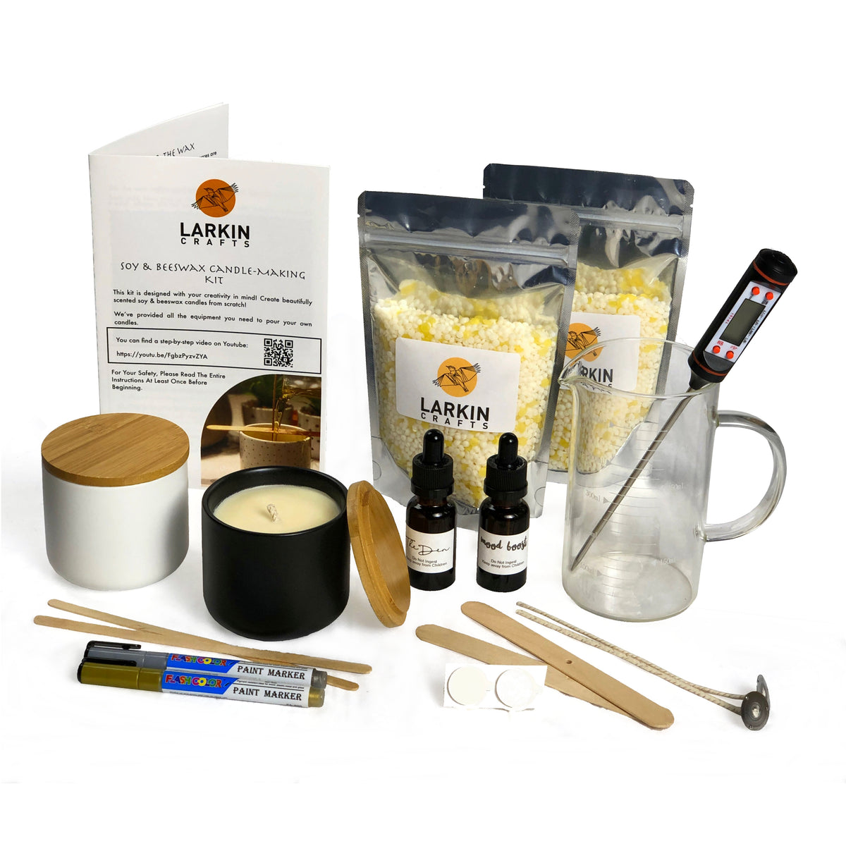 DIY Candle Making Set for Two Scented Candles 220ml in a Glass With Wooden  Lid Wooden Wick or Cotton Wick Christmas Gift 