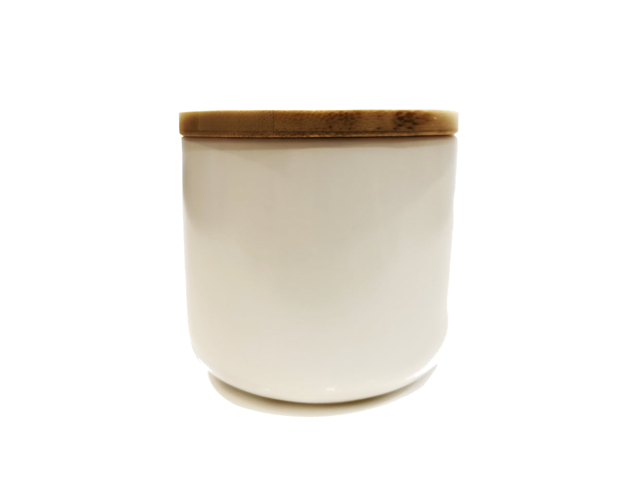 White Candle Ceramic Jar with Lid