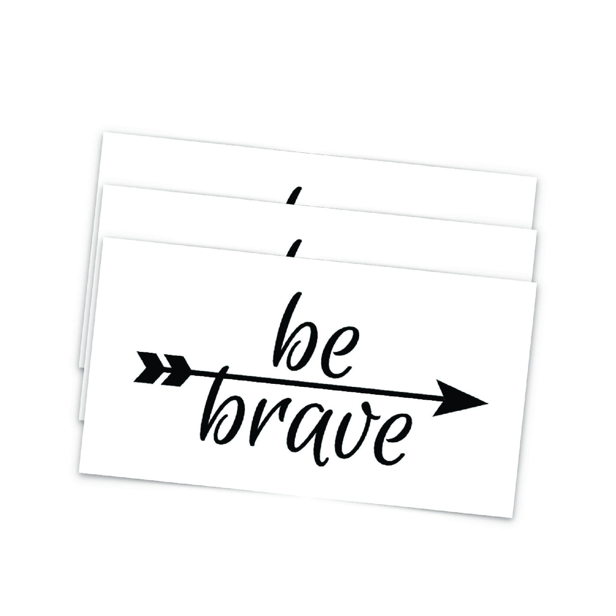 Be Brave Arrow Tattoo | Inspiring temporary tattoo with quote, set of 3
