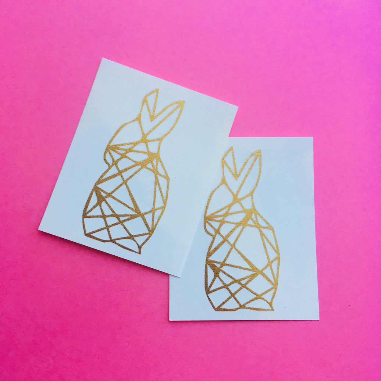 Gold Rabbit Tattoo | Sparkly metallic geometric  bunny temporary tattoo design, set of 3 tattoos