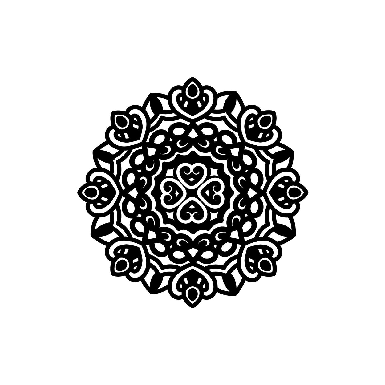 Mandala Dark Temporary Tattoo - Spiritual symbol, circle of life, tattoo design in black (3 Tattoos)