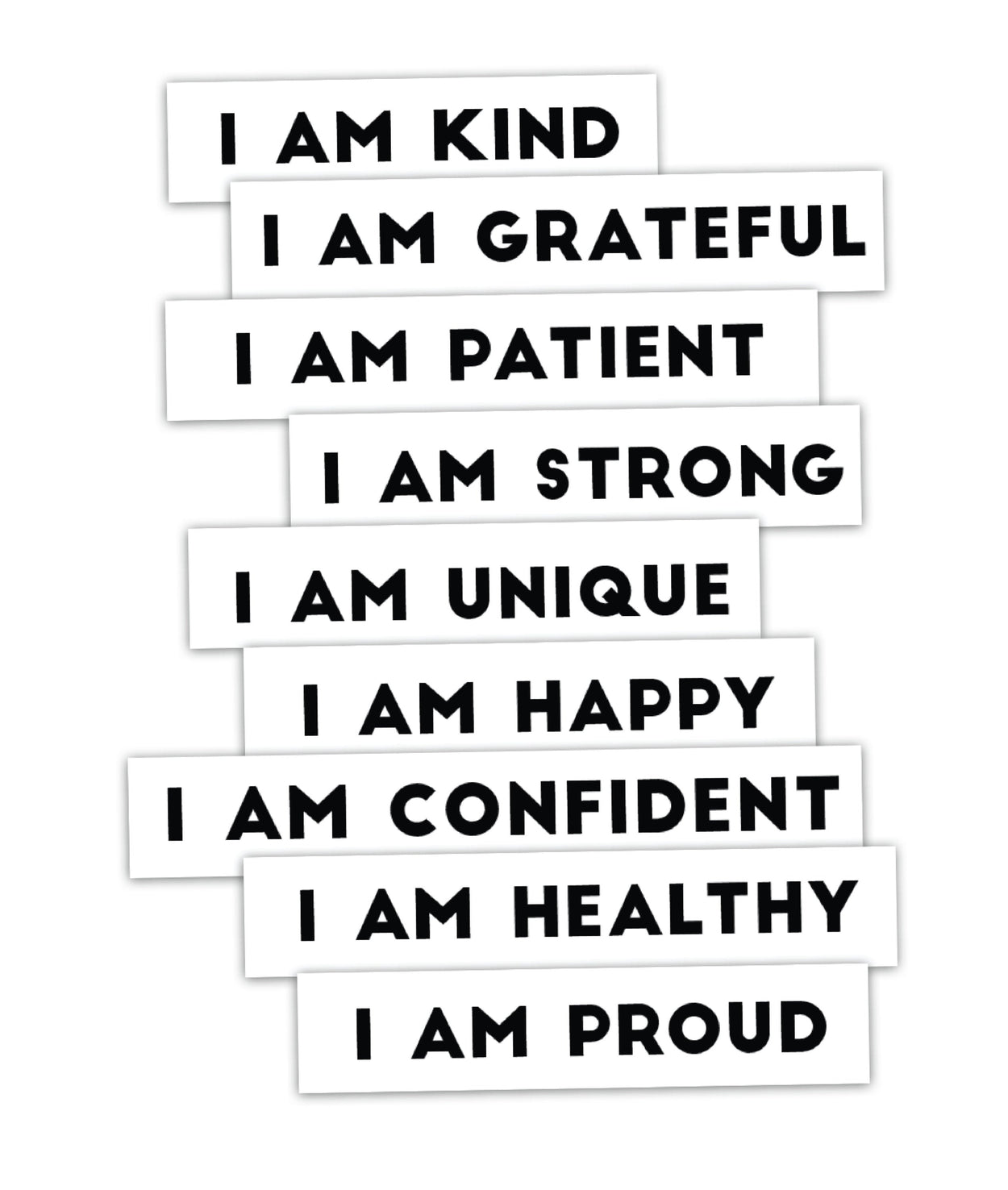 I Am Affirmations Collection of Tattoos | grateful, strong, confident, healthy, positive, proud, temporary, 2 sets