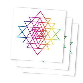Sacred Geometry Tattoo | Colorful rainbow chakra symbols for meditation and yoga, set of 3 tattoos