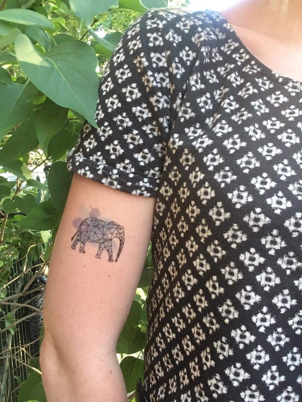 Little Tattoos — Polygon style elephant tattoo on the right inner...