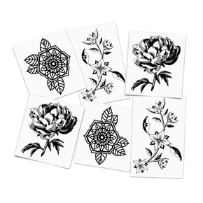 Spring Flowers Temporary Tattoo Pack | Set of 6 large temp tattoos