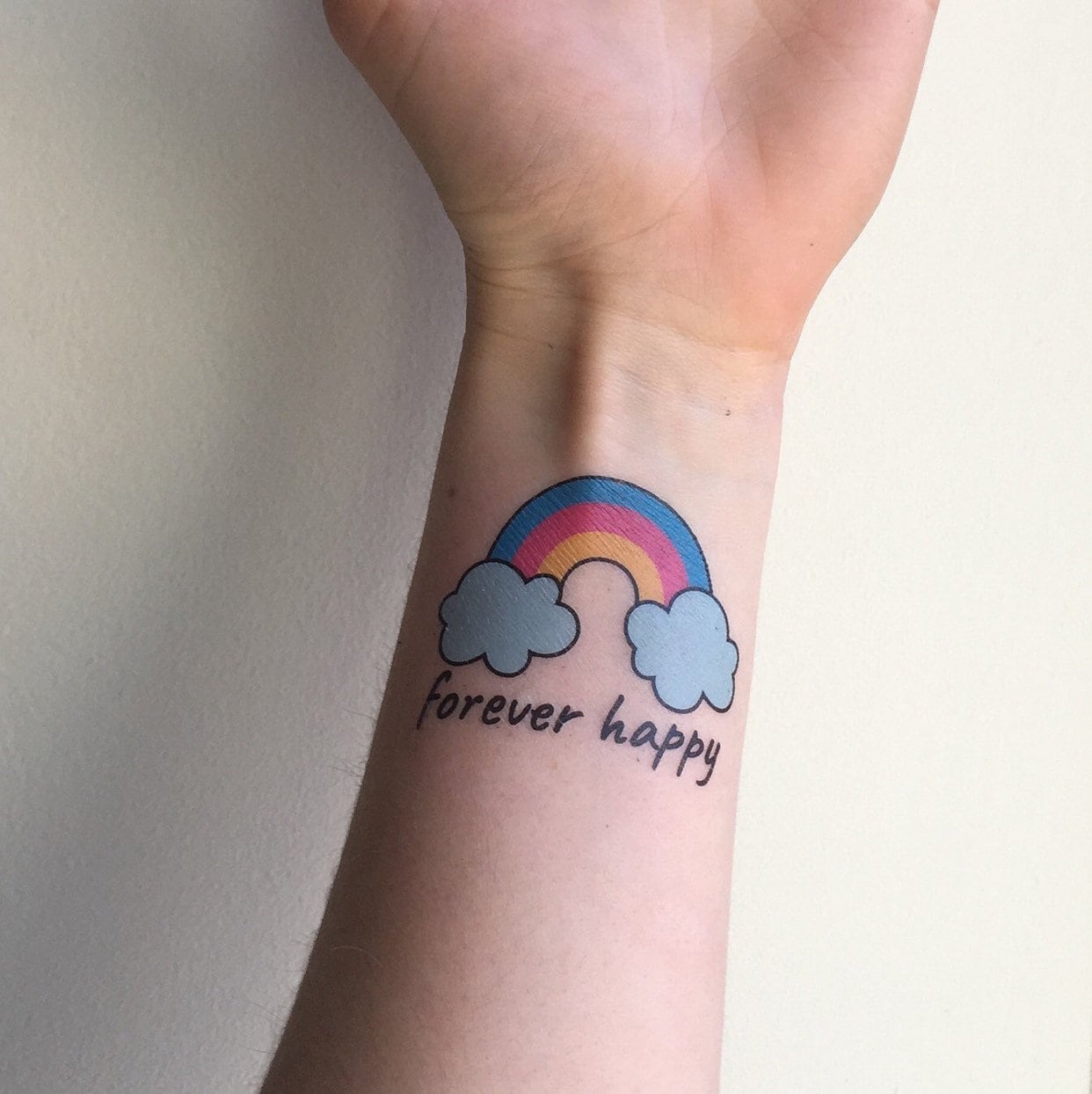 Happy Rainbow Tattoo | Set of 3 colourful temporary tattoos