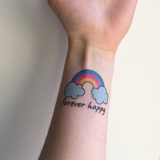 Happy Rainbow Tattoo | Set of 3 colourful temporary tattoos