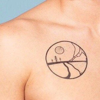 Sea To Sky Circular Tattoo | Unique design, temporary tattoo for nature-lovers, set of 3